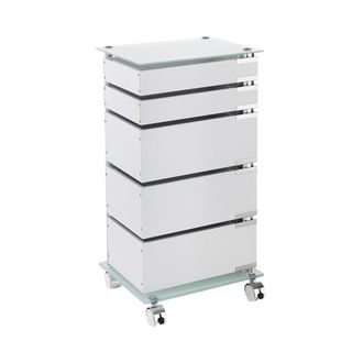 Oresteluchetta Cajonera Moderna Con Ruedas Para Oficina 5 Cajones Y Estante De Vidrio Easy 5/c