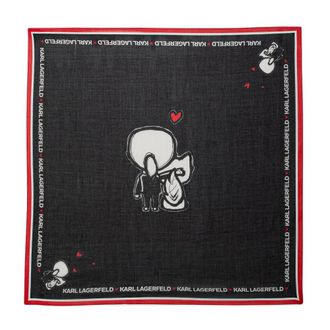 Karl Lagerfeld Accessoires, Dames, Zwart, ONE Size, Ikon Valentine Sjaal
