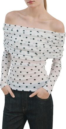Mango Off the Shoulder Long Sleeve Top in White at Nordstrom, Size X-Large