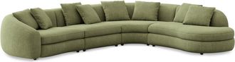 Castlery Fable Extended Chaise Sectional Sofa Right Facing Customized, (Washed Chenille) Moss, Machine Washable, Ultra Deep Seats for Green
