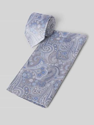 Prince Bowtie Krawatte und Einstecktuch im Set aus reiner Seide in Bleu, Gr&ouml;&szlig;e 1