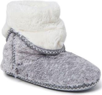 Dearfoams Beth Faux Fur Fold Down Fuzzy Bootie Slipper in Grey Frost at Nordstrom, Size X-Large