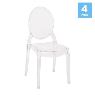 Flash Furniture Set of 4 Crystal Extra Wide Resin Banquet, Event Ghost Chairs