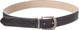 Persaman New York Eleanor13 Reversible Croc-Embossed Leather Belt