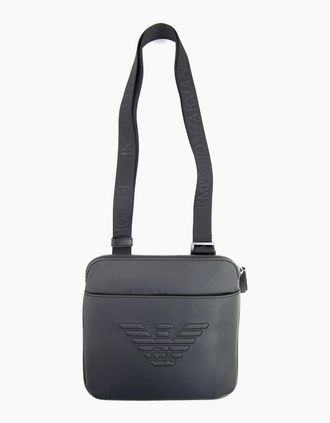 Emporio Armani Mens Emporio Armani Embossed Logo Cross Body Bag Black - Size: OS