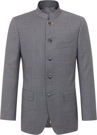 Shanghai Tang Mandarin-collar single-breasted blazer - men - Polyester/Viscose/Wool - 46 - Grey