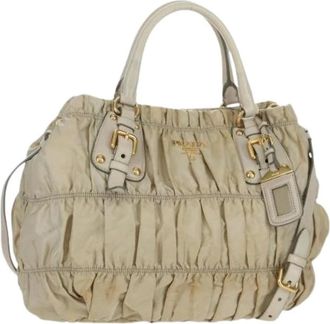 Prada Pre-owned Handbags, female, Beige, Size: ONE SIZE Pre-owned Vintage Nylon Hand Bag