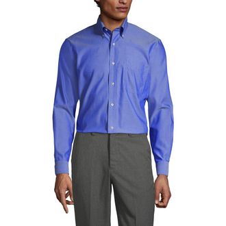Lands End School Uniform Long Sleeve No Iron Pinpoint Dress Shirt in French Blue at Nordstrom, Size X-Large