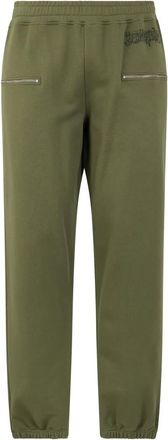 Moschino Broeken, Heren, Groen, M, Katoen, Rechte olijfgroene broek met praktische zakken