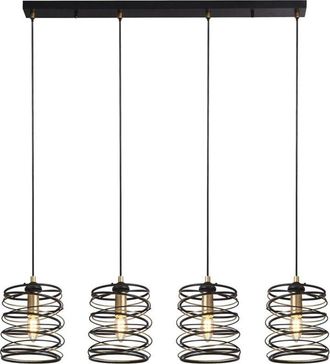 Searchlight Spring Lámpara colgante con barra de 4 luces, negro y dorado - Searchlight