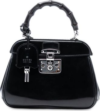 Gucci Pre-owned Gucci Mini Polished Leather Bamboo Lady Lock Top Handle Bag Ladies 353522 520981