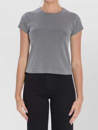Alexander Wang ribbed cropped slim-fit crystal-embellished cotton t-shirt