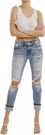Kancan High Rise Boyfriend Jeans In Light Stone Wash