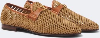 Valentino Garavani Mocasines Wolfe de rafia con piel y VLogo