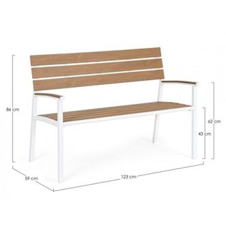 BIZZOTTO Bizzotto - Panca da giardino Isak in acciaio e Poly wood, panchina per giardino e veranda verniciata a polvere -Bianco