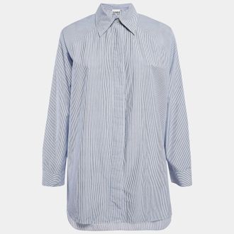 Ganni Ganni Blue Striped Cotton Oversized Shirt S