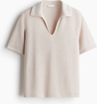 H&M Gestricktes Shirt mit Kragen - Beige