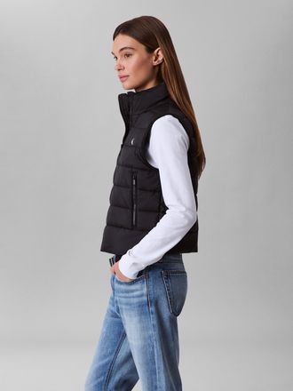 Calvin Klein Jeans Steppweste CALVIN KLEIN JEANS, Damen, Gr. XXL (46), schwarz, Web, Obermaterial: 100% Polyamid, unifarben, taillenlang, hoch geschlossener Ausschnitt, 