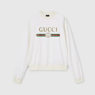 Gucci Cashmere Blend Sweatshirt With Print, Size XXXL, White, Ready-to-wear