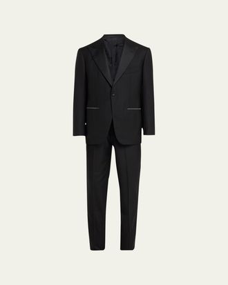Cesare Attolini Mens 150s Wool Grosgrain Tuxedo
