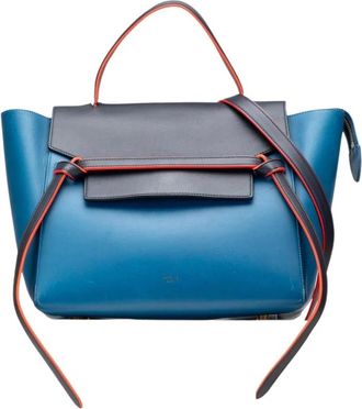 Celine Pre-owned Gestructurelde Leren Top Handle Tas - Dames - Vintage Handtas - Blauw - ONE Size - Leer - Vintage