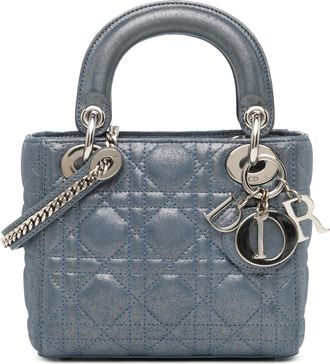 Dior Blue Mini Metallic Lambskin Cannage Lady Dior