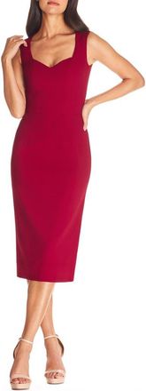 Dress The Population Elle Sweetheart Neck Sheath Midi Dress in Garnet at Nordstrom, Size X-Small
