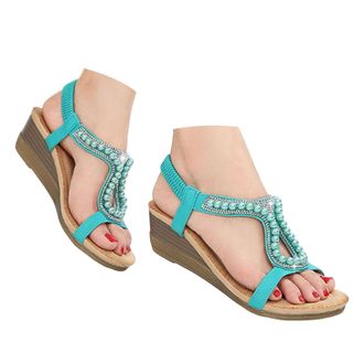 Generic Wedge Sandals For Women Ladies Rhinestone Shoes Fashionable Hollow Solid Color Casual Womens Wedge Sandal Comfortable Sandals Dressy Shoes With Arch S