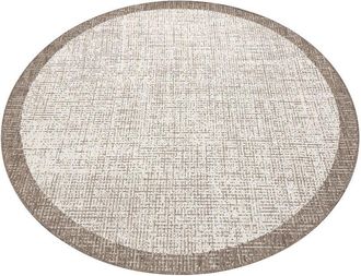 RugsX Rugsx - carpet sizal floorlux 20401 Frame circle champagne / taupe beige round 120 cm