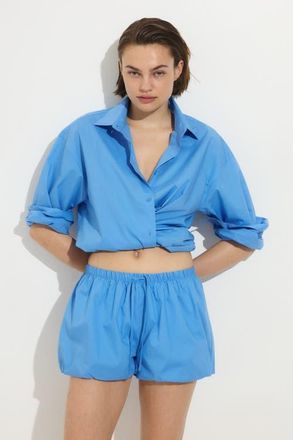 H&M Cotton Balloon Beach Shorts in Blue at Nordstrom, Size X-Small