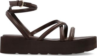 Gianvito Rossi Flatform Sandaal - Dames - Sandalen - Bruin - 40 EU - Leer - Schoenen