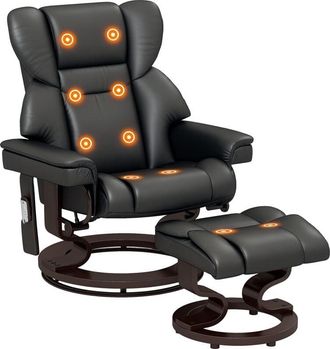 HOMCOM Homcom - Massage Recliner Chair with Footstool and Adjustable Backrest, Black