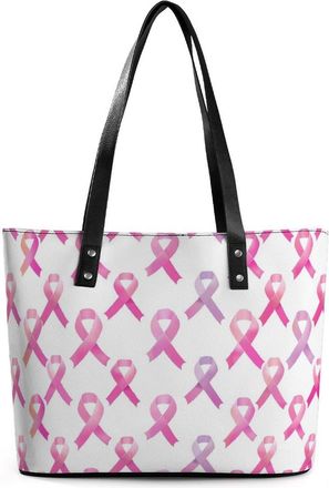 Generic Breast Cancer Ribbon Tote Bags for Women Cute Shoulder Purses Handbags