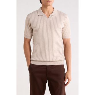 Tom Baine Johnny Collar Knit Polo Sweater in Tan at Nordstrom Rack, Size Xx-Large