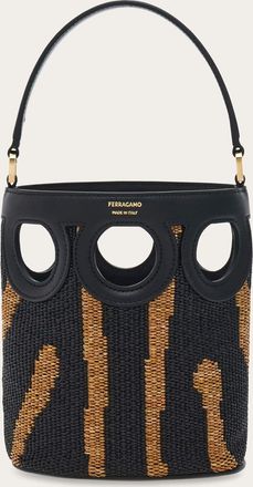 Ferragamo Women Gancini outline bucket bag (XS) Black