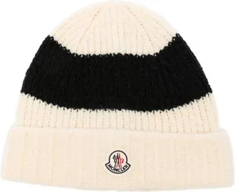 Moncler Striped Logo-patch Beanie Hat