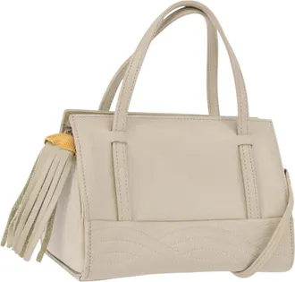 Fendi Vintage Handbag Leather Beige Leather Handbag (Pre-Owned)