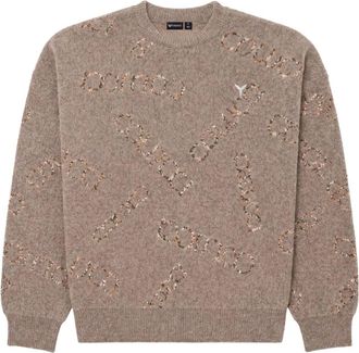 Carlo Colucci Maglione in ciniglia con logo jacquard - - Knitwear - Uomo - Grigio - M