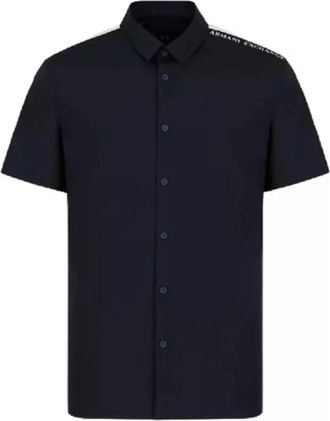 A|X Armani Exchange Blouses & Shirts - Heren - Korte mouwen Overhemden - Zwart - M - Katoen - Overhemden