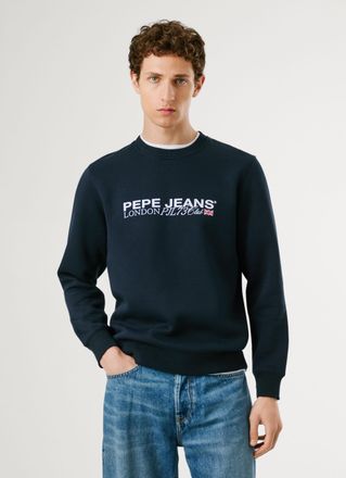 Pepe Jeans London Sweatshirt PEPE JEANS MATTHEW CREW, Herren, Gr. XL, blau (dulwich blau), Sweatware, Obermaterial: 70% Baumwolle, 30% Polyester, bedruckt, regular fit,