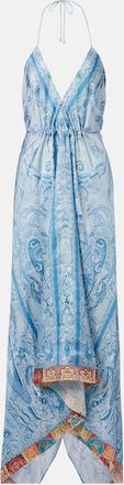 Etro Paisley asymmetric silk maxi dress
