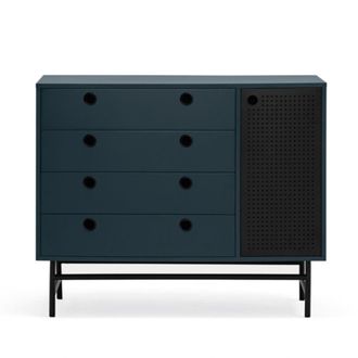 Teulat C&oacute;moda azul con 4 cajones y 1 puerta 97x45 cm