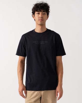 A|X Armani Exchange Mens UB101 Deep Navy T-Shirt in Purple Cotton - Size X-Large