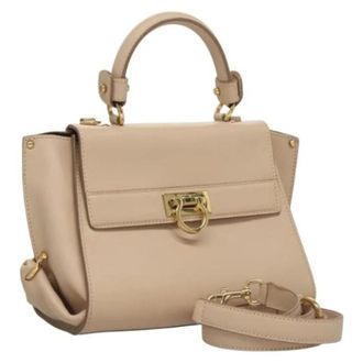 Ferragamo Pre-owned Handbags, female, Beige, Size: ONE SIZE Pre-owned Leather Handbag