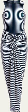 Silvia Tcherassi Leni Striped Twisted Sleeveless Maxi Dress