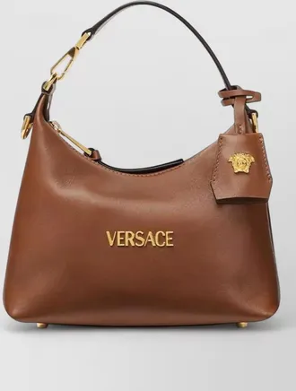 Versace versace tag leather hobo bag