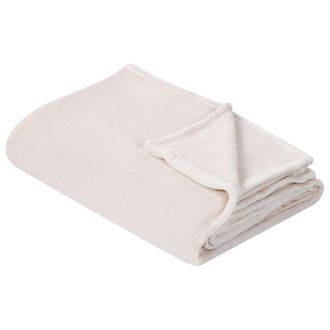 Beliani Manta Blanco Crema 200 X 220 Cm Poli&eacute;ster Colcha Cubrecama Suave Moderno Bayburt
