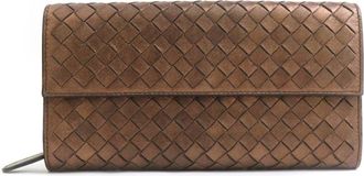 Bottega Veneta Metallic Brown Intrecciato Long Wallet (Bi-Fold) (Pre-Owned)