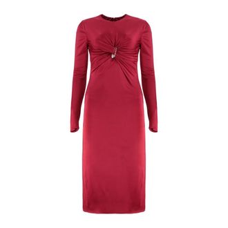 Versace Vestido Midi de Manga Larga Fruncido con Detalle de Imperdible - Dresses - Mujer - Rojo - S