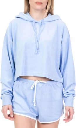 Juicy Couture Beach Micro Terry Hooded Pullover In Blue